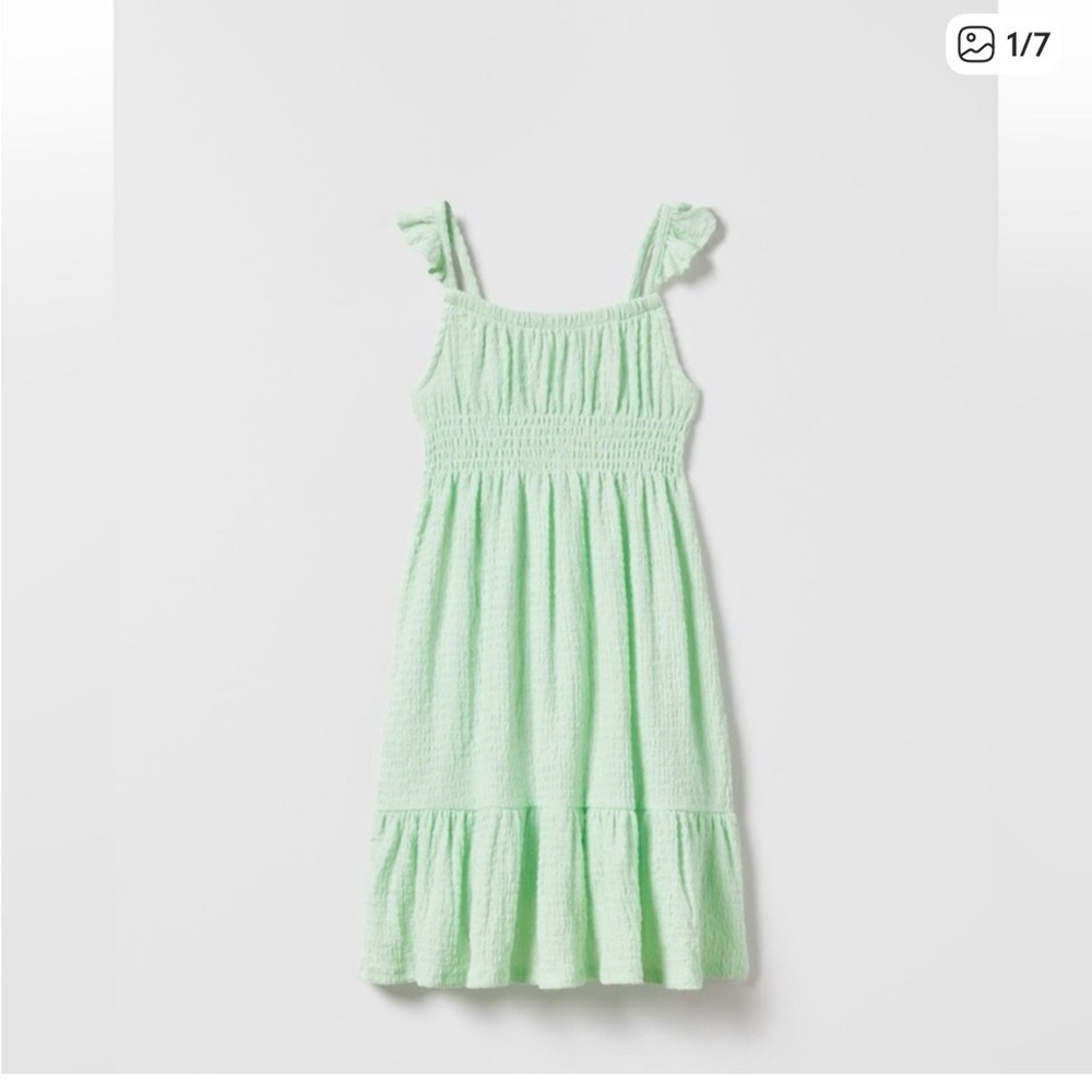 Zara Green Ruffled Smocked Tiered Sundress size 9 like new